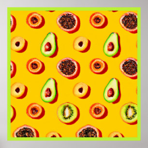 Affiche Motif élégant à base de fruits néons