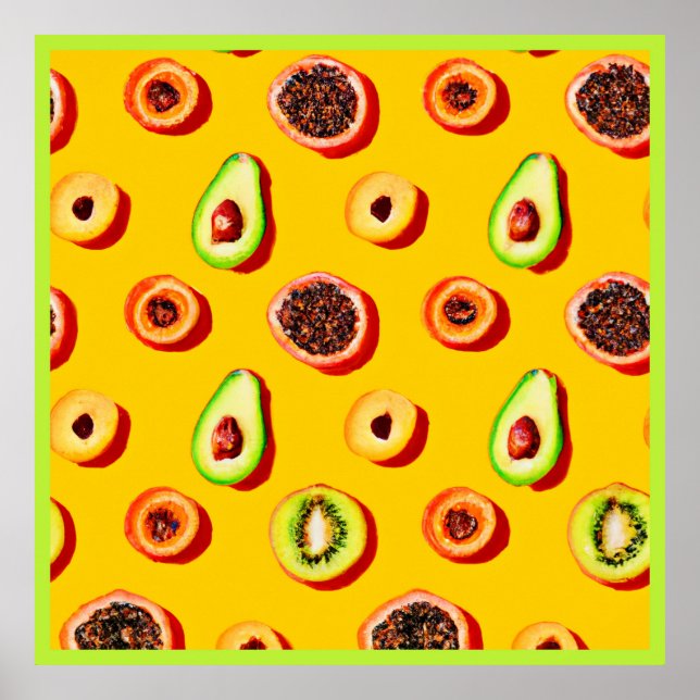 Affiche Motif élégant à base de fruits néons (Devant)