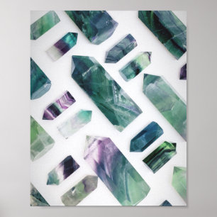 Affiche Motif en cristal Fluorite vert tendance
