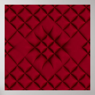 Affiche Motif en cuir matelassé rouge profond