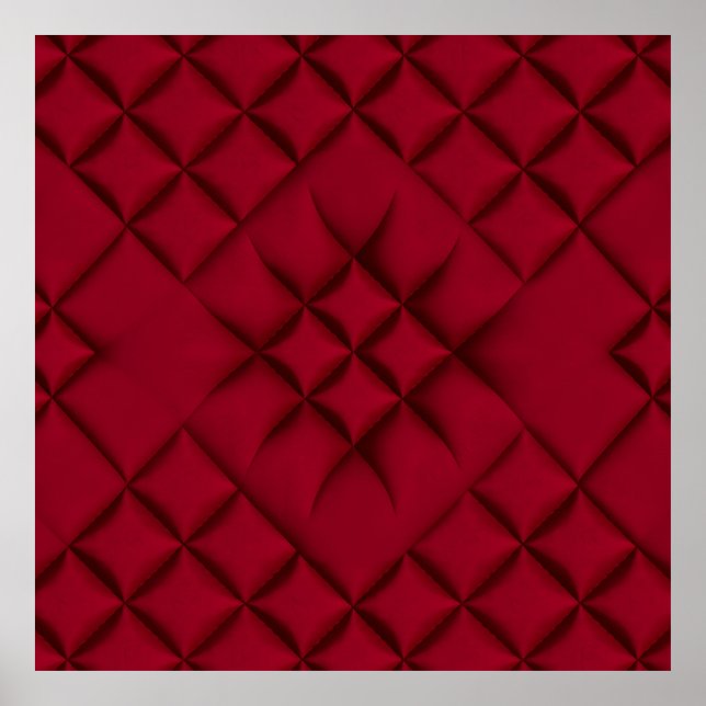 Affiche Motif en cuir matelassé rouge profond (Devant)