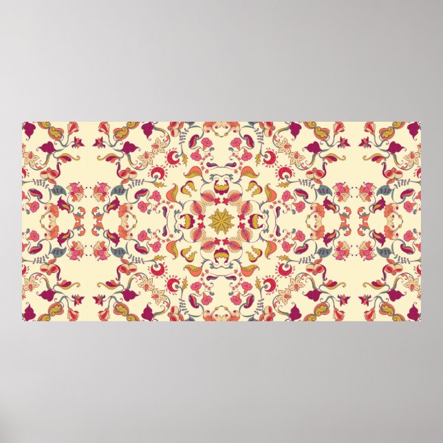 Affiche Motif en dentelle ornementale, arrière - plan circ (Devant)