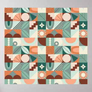 Affiche Motif en mosaïque abstrait et géométrique.