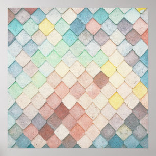 Affiche Motif en mosaïque colorée