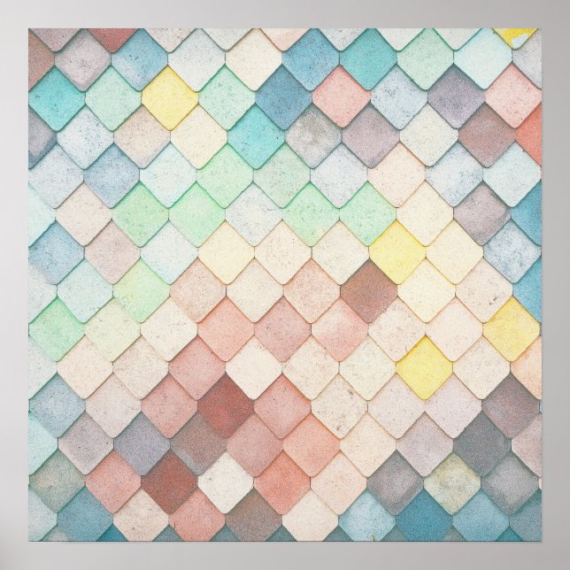 Affiche Motif en mosaïque colorée (Devant)