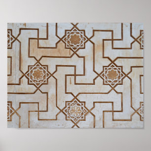 Affiche Motif en mosaïque géométrique Brown et crème