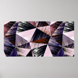 Affiche Motif en polygone abstrait sans couture. Bleu, ros