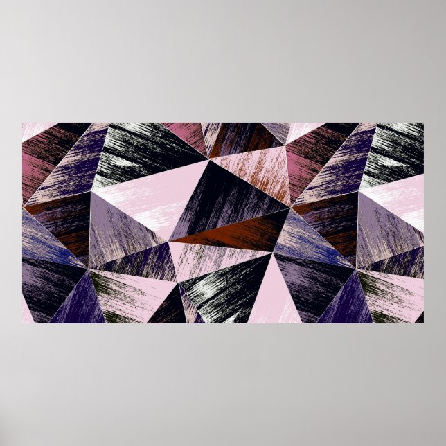 Affiche Motif en polygone abstrait sans couture. Bleu, ros (Devant)