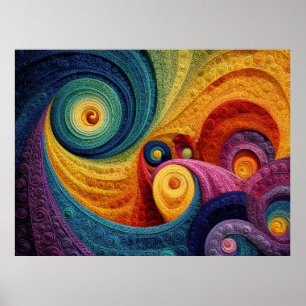 Affiche Motif en spirale abstrait Texture de tourbillon 3D