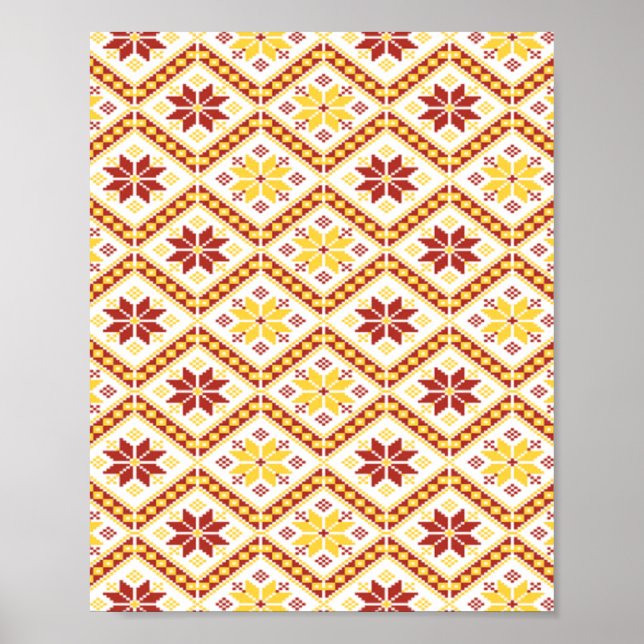 Affiche motif en tissu floral (Devant)