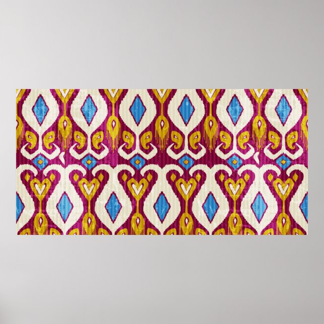 Affiche Motif en tissu ikat traditionnel (Devant)