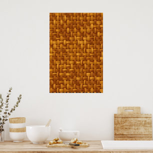 Affiche Motif en tissu marron clair, filet en osier, rotin