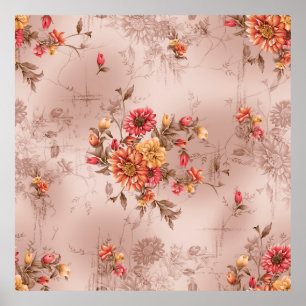 Affiche motif et fleur sans soudure avec fond de terre, fl