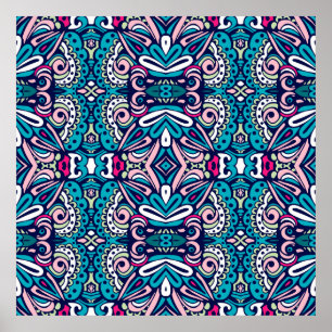 Affiche Motif ethnique carrelé. mosaïque géométrique Abstr