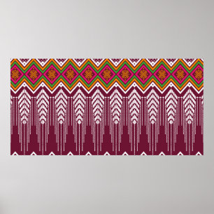 Affiche Motif ethnique géométrique fond traditionnel, v