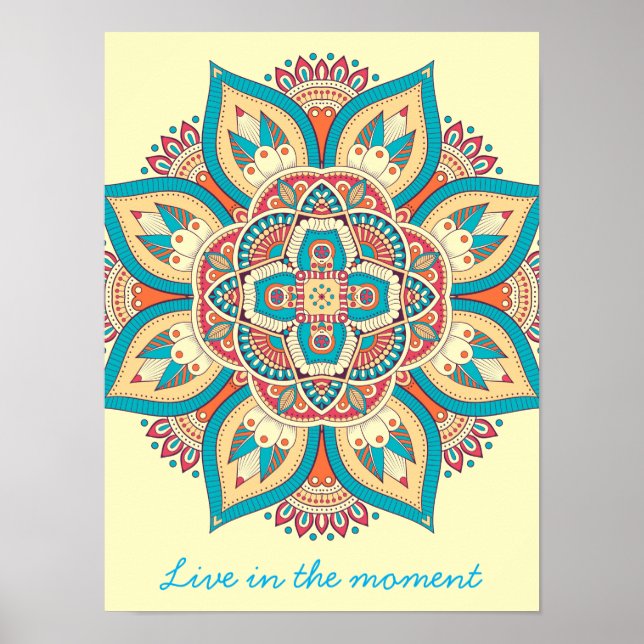 Affiche Motif ethnique marocain coloré Mandala (Devant)