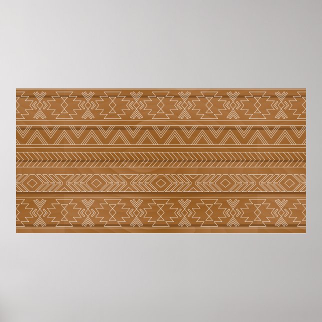 Affiche Motif ethnique sur planche en bois. illustrations  (Devant)