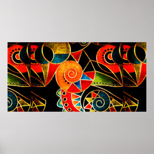Affiche motif ethnique tribal Abstrait brillant
