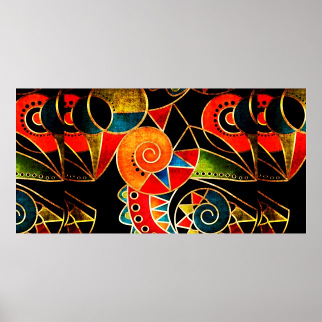 Affiche motif ethnique tribal Abstrait brillant (Devant)