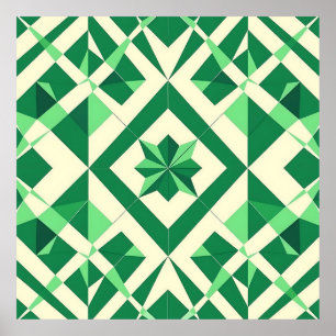 Affiche Motif étoile géométrique vert émeraude
