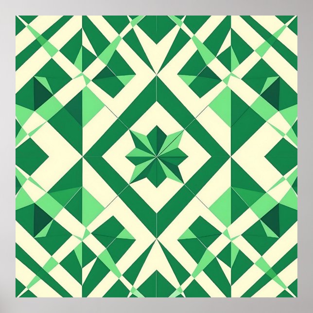 Affiche Motif étoile géométrique vert émeraude (Devant)