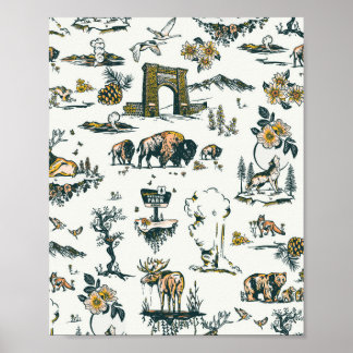 Affiche Motif faunique du parc national Yellowstone