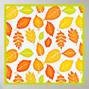 Affiche Motif Feuille coloré