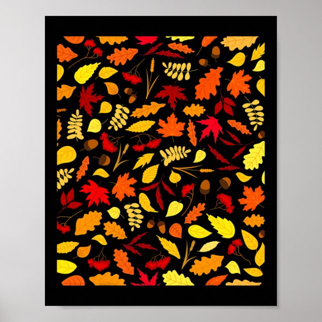 Affiche Motif feuille Design Automne Acorns Blé (Devant)
