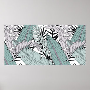Affiche Motif feuille Floral sans couture avec plante trop