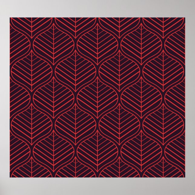 Affiche Motif feuille géométrique sans couture. Texte Abst (Devant)