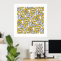 Motif Feuille gris-jaune dessiné à la main