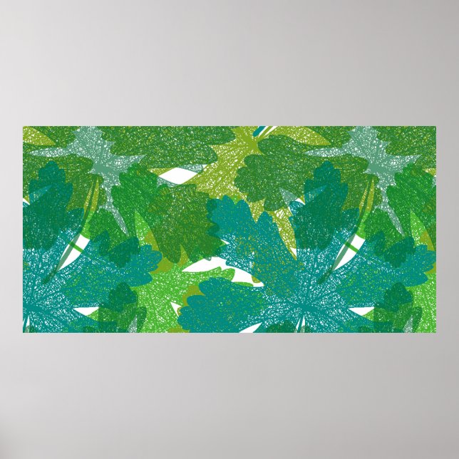 Affiche Motif feuille vert transparent (Devant)