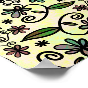 Affiche Motif Feuilles Vertes