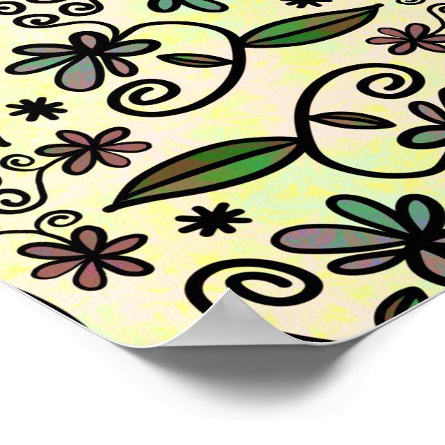 Affiche Motif Feuilles Vertes (Coin)