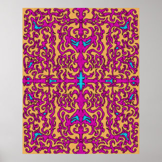 Affiche Motif flamboyant néon rose pink baroque