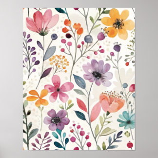 Affiche Motif fleur sauvage Floral Whimsical