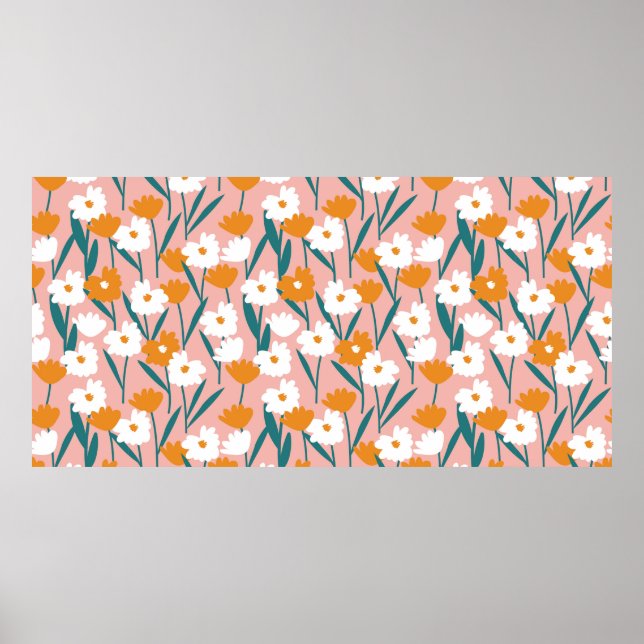 Affiche motif fleurie sans couture arrière - plan, imprime (Devant)