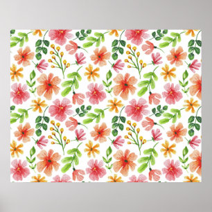 Affiche Motif Fleurs Roses Aquarelle-69677