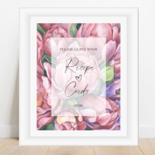 Affiche motif fleurs - Votre carte de recette ici