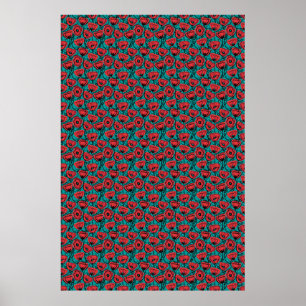 Affiche Motif floral abstrait moderne de coquelicot rouge