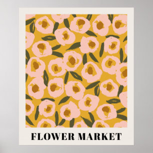 Affiche Motif floral audacieux à l'encre Botanique dessi