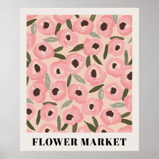Affiche Motif floral audacieux et encré | Botanique dessin