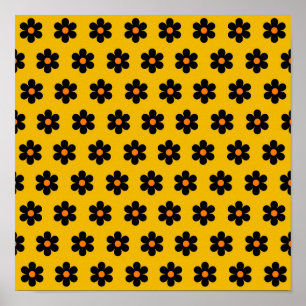 Affiche Motif floral botanique d'automne moutarde Papier p
