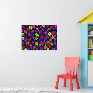 Affiche Motif floral de fleurs colorées