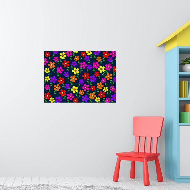 Affiche Motif floral de fleurs colorées (Pépinière 1)