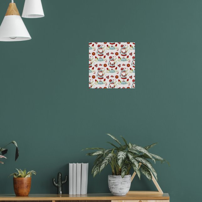 Affiche Motif floral de gnome scandinave mignon (Salon 1)