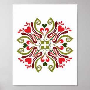Affiche Motif floral de tulipe hongrois