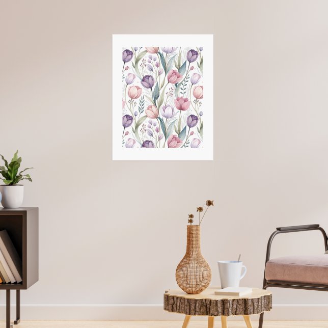 Affiche Motif floral de tulipe scandinave (Salon 3)