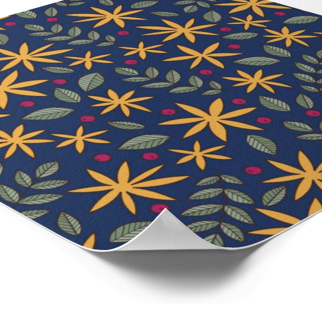 Affiche Motif floral doré, dessin botanique (Coin)