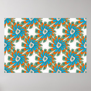 Affiche Motif floral en crépis avec fleurs abstraites. s